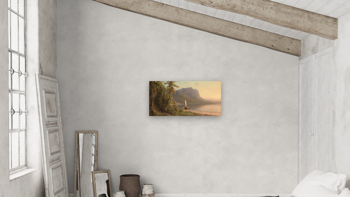 Jamaica by Frederic Edwin Church, shown at 20 × 40 in (50.8 × 101.6 cm) as gallery-wrapped canvas, bedroom