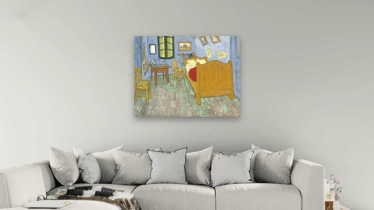 The bedroom by Vincent van Gogh, shown at 32 × 40 in (81.3 × 101.6 cm) as gallery-wrapped canvas, living