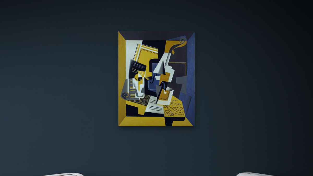 A Violin and Glass by Juan Gris, shown at 32 × 40 in (81.3 × 101.6 cm) as gallery-wrapped canvas, office