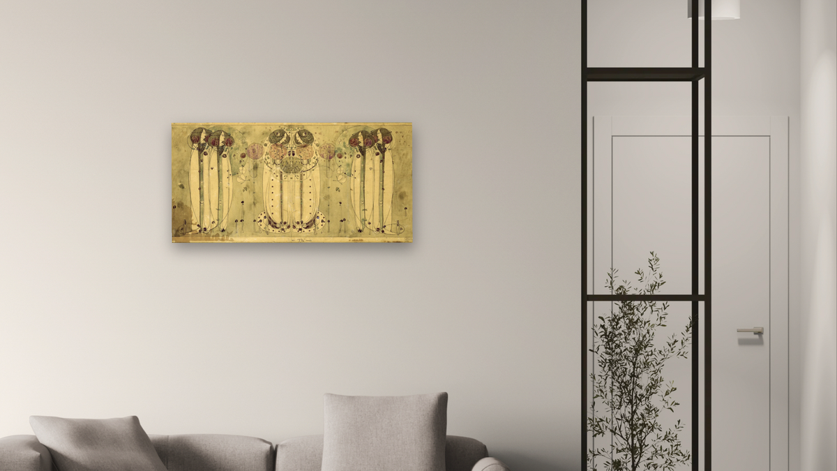 The Wassail by Charles Rennie Mackintosh, shown at 20 × 40 in (50.8 × 101.6 cm) as gallery-wrapped canvas, living