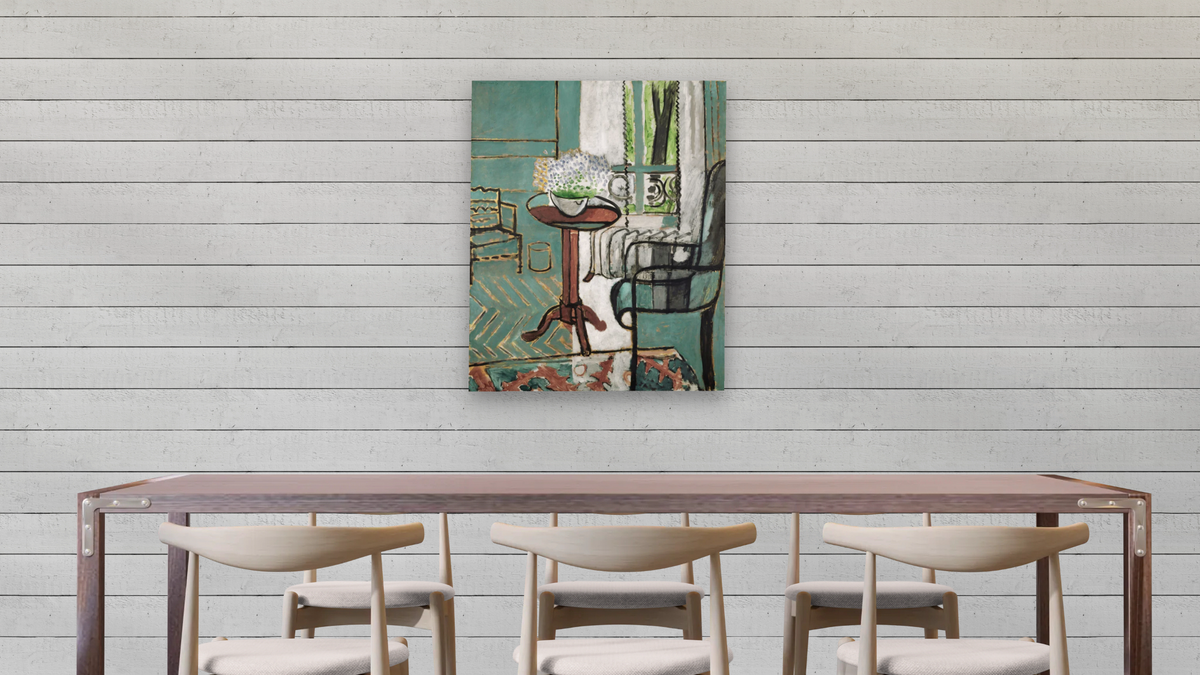 The Window by Henri Matisse, shown at 32 × 40 in (81.3 × 101.6 cm) as gallery-wrapped canvas, dining