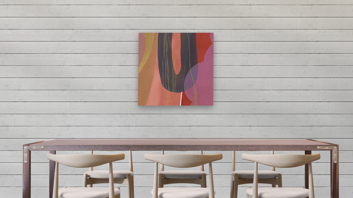 Underwater Reverie 34 by Jenny Phillips, shown at 32 × 32 in (81.3 × 81.3 cm) as gallery-wrapped canvas, dining