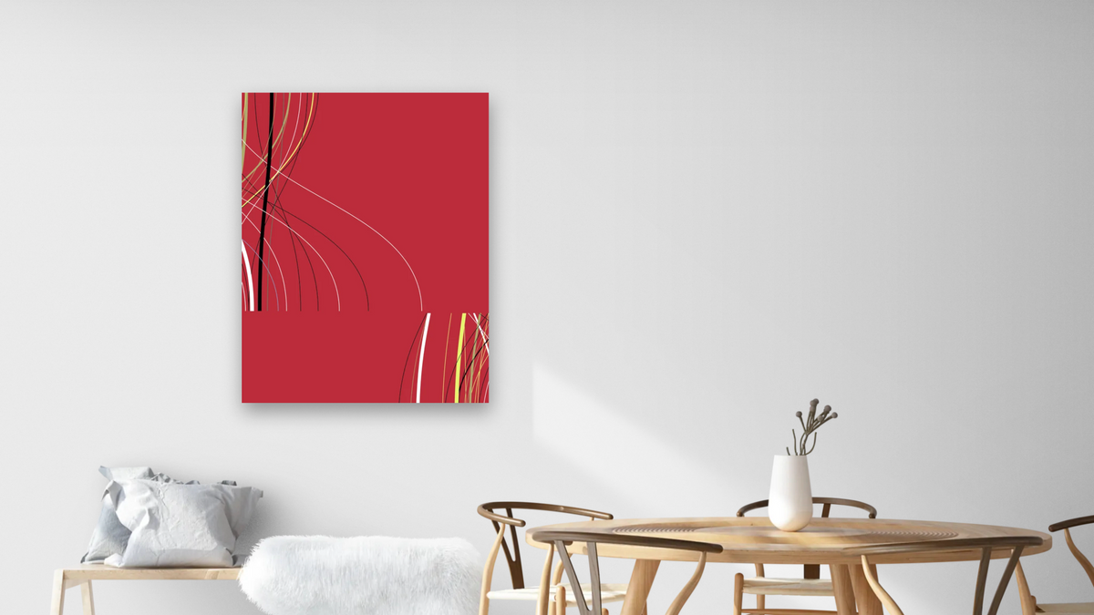 fracture 1, shown at 30 × 40 in (76.2 × 101.6 cm) as gallery-wrapped canvas, dining