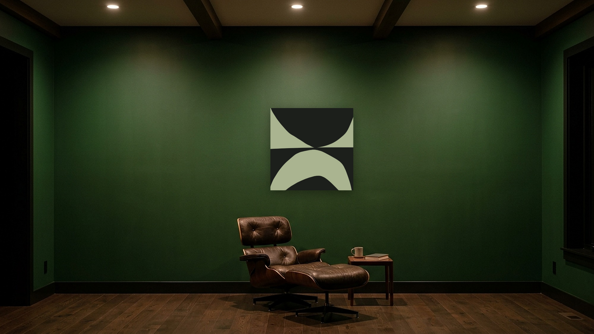 State 1 by Dan Hobday, shown at 32 × 32 in (81.3 × 81.3 cm) as gallery-wrapped canvas, den