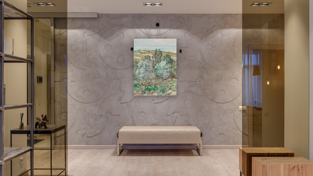 Springtime Vision by Childe Hassam, shown at 30 × 40 in (76.2 × 101.6 cm) as gallery-wrapped canvas, hallway
