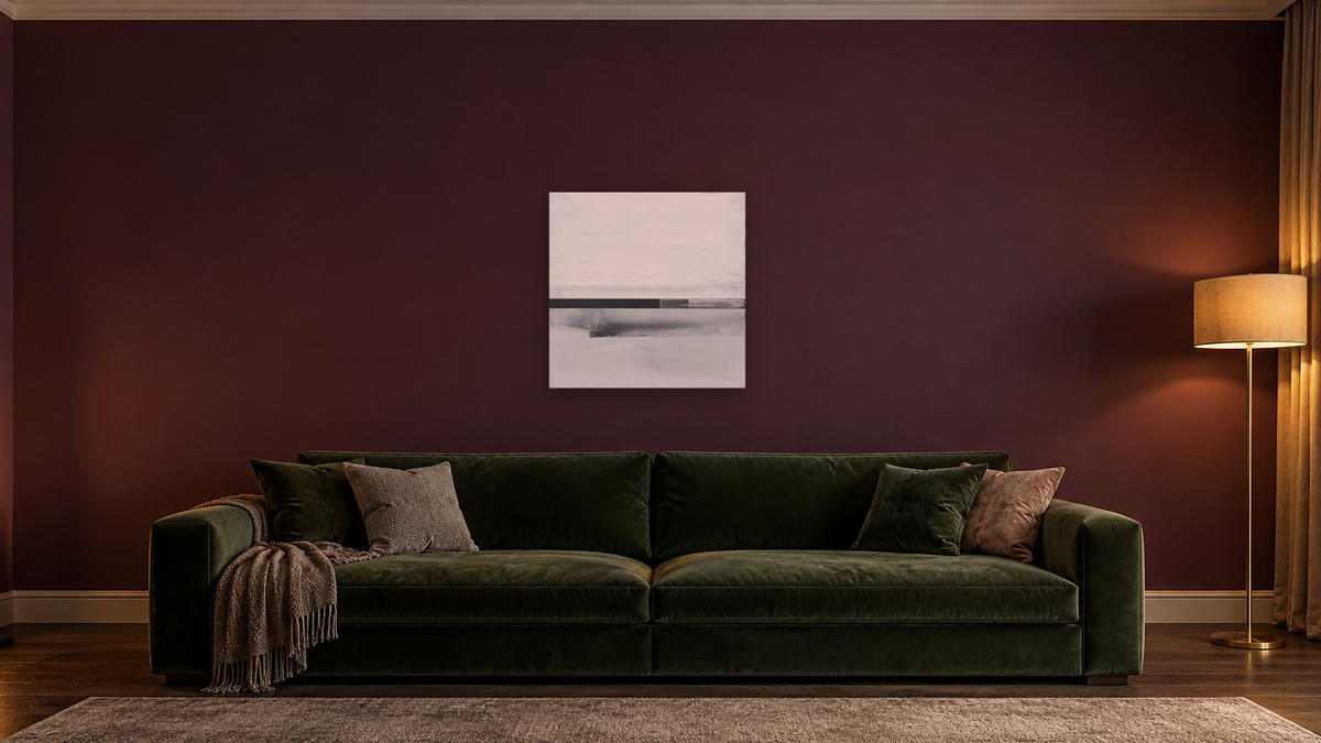LS No. 218 by Brandon McKenzie, shown at 32 × 32 in (81.3 × 81.3 cm) as gallery-wrapped canvas, den
