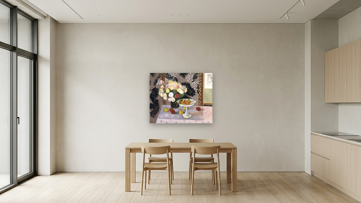 Still Life: Bouquet and Compotier (Nature morte: bouquet et compotier) by Henri Matisse, shown at 32 × 40 in (81.3 × 101.6 cm) as gallery-wrapped canvas, kitchen