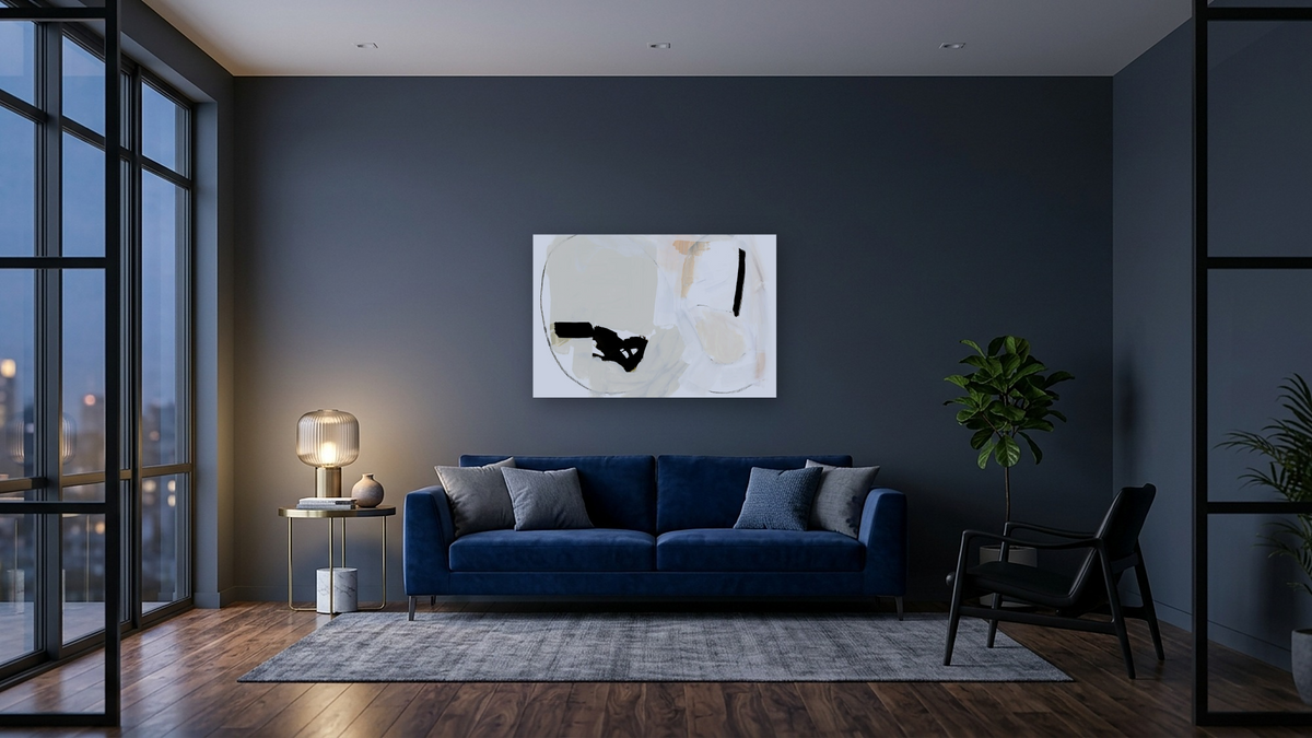 Apart by Dan Hobday, shown at 28 × 42 in (71.1 × 106.7 cm) as gallery-wrapped canvas, den