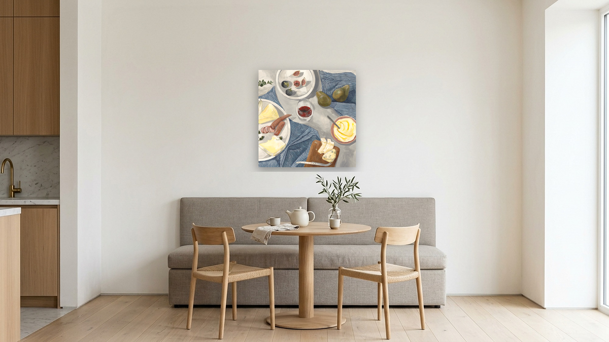 Afternoon Antipasto by Catherine Gerke, shown at 32 × 32 in (81.3 × 81.3 cm) as gallery-wrapped canvas, kitchen