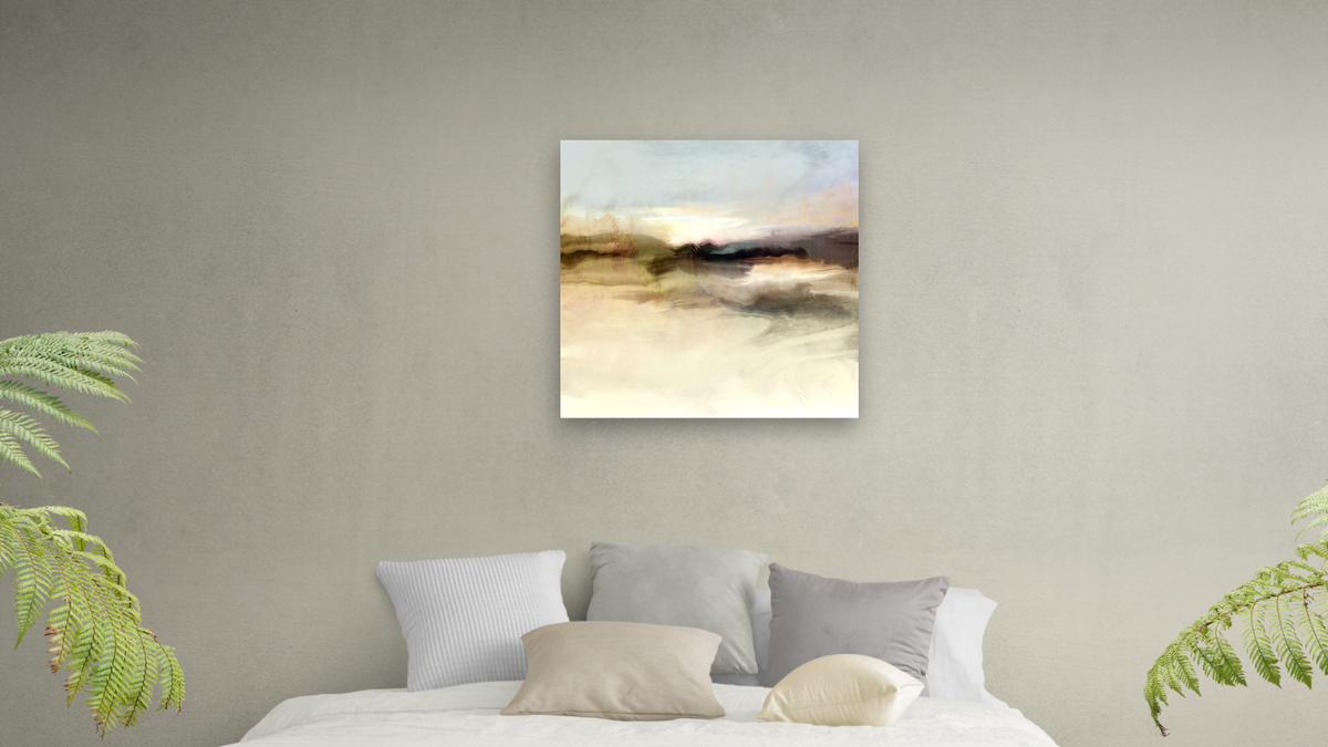 Solitude by Dan Hobday, shown at 32 × 32 in (81.3 × 81.3 cm) as gallery-wrapped canvas, bedroom