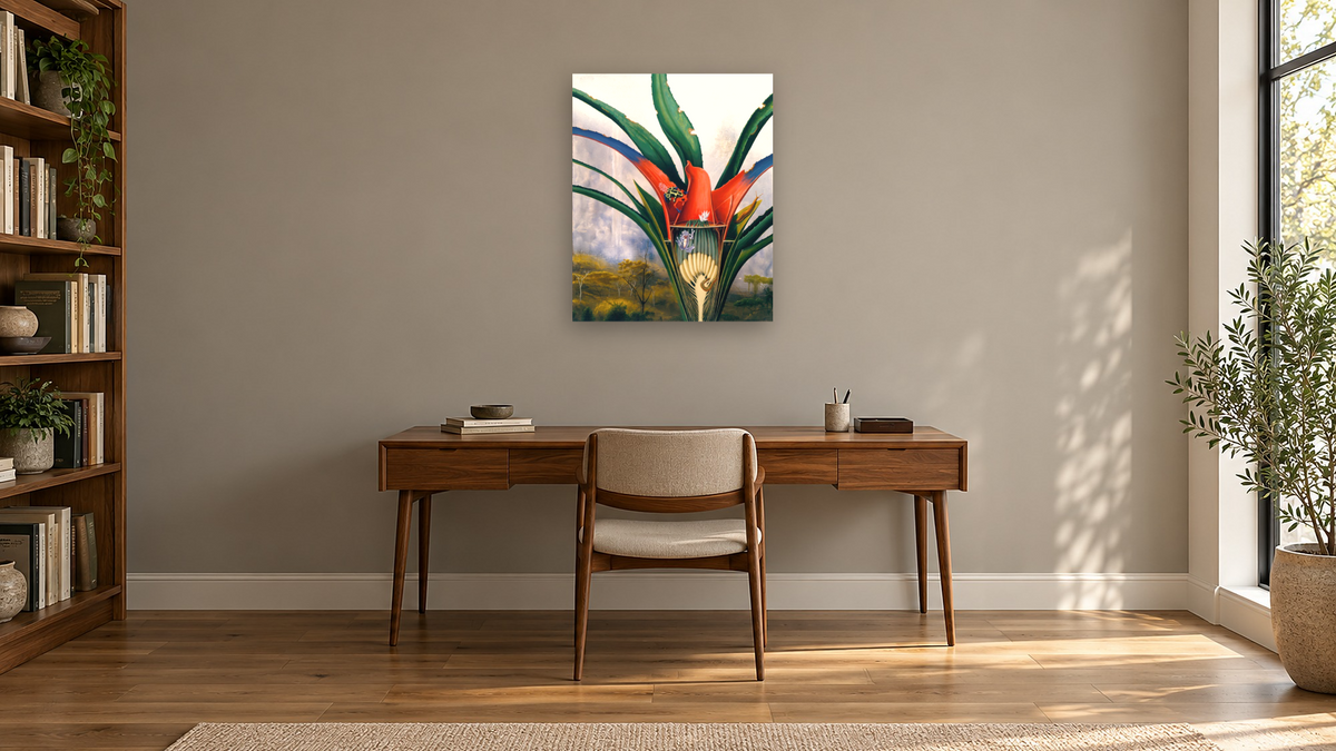 Bromeliad: Kaieteur Falls by Alexis Rockman, shown at 32 × 40 in (81.3 × 101.6 cm) as gallery-wrapped canvas, library