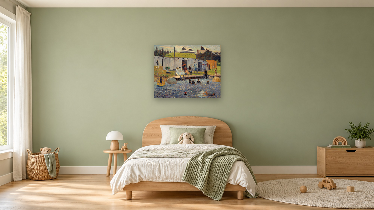 The Bathing Hour, Chester, Nova Scotia by William Glackens, shown at 32 × 40 in (81.3 × 101.6 cm) as gallery-wrapped canvas, kids' room