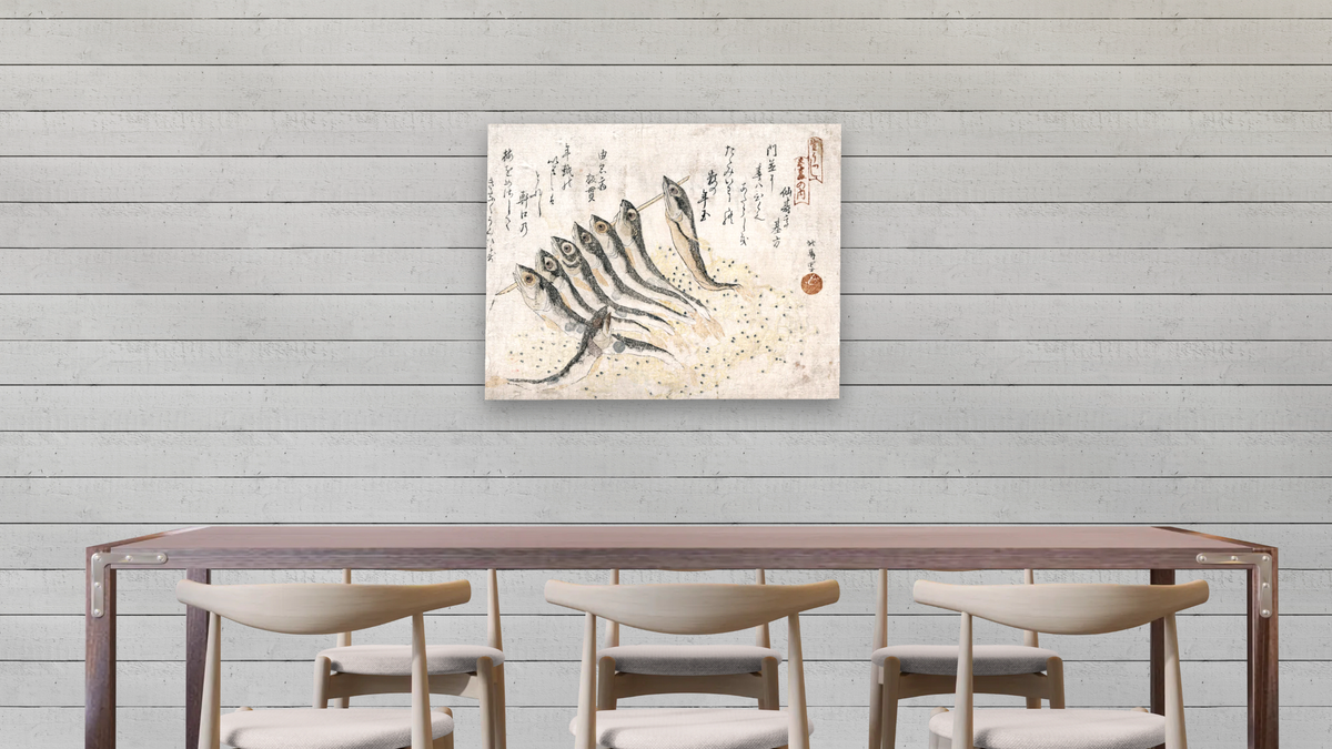 Mezashi to Tatamiiwashi by Teisai Hokuba, shown at 32 × 40 in (81.3 × 101.6 cm) as gallery-wrapped canvas, dining