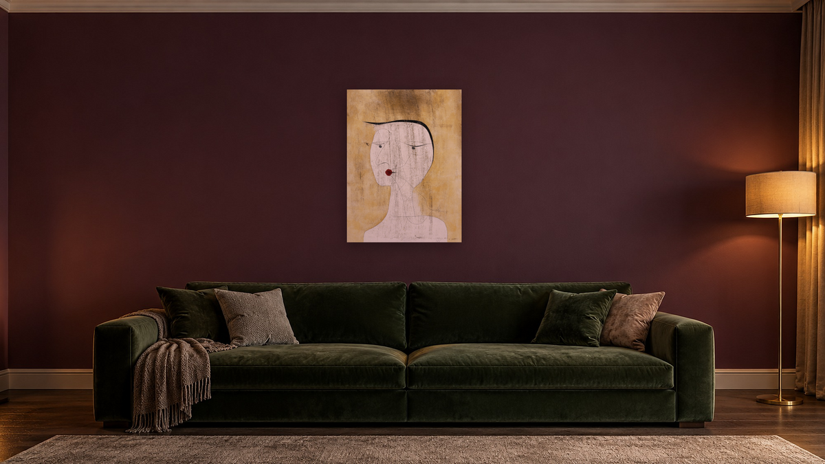 Sealed Woman by Paul Klee, shown at 30 × 40 in (76.2 × 101.6 cm) as gallery-wrapped canvas, den