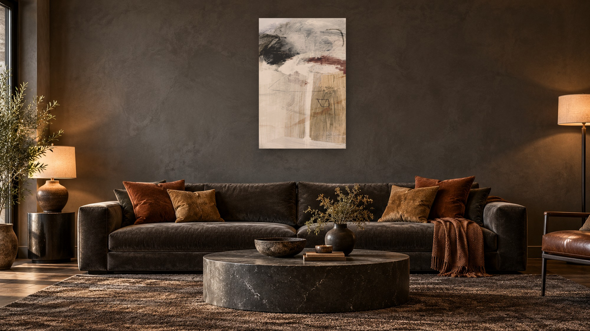 Go Set 1 by Dan Hobday, shown at 28 × 42 in (71.1 × 106.7 cm) as gallery-wrapped canvas, den