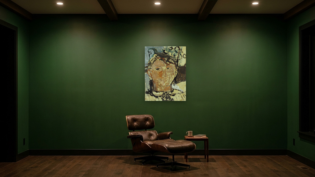 Portrait De Picasso by Amedeo Modigliani, shown at 30 × 40 in (76.2 × 101.6 cm) as gallery-wrapped canvas, den