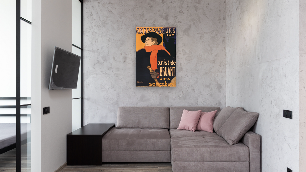 french posters, shown at 28 × 42 in (71.1 × 106.7 cm) as gallery-wrapped canvas, media room
