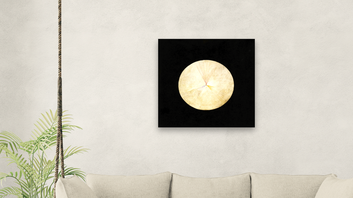Group IX/SUW, The Swan, No 15 by Hilma af Klint, shown at 32 × 32 in (81.3 × 81.3 cm) as gallery-wrapped canvas, living