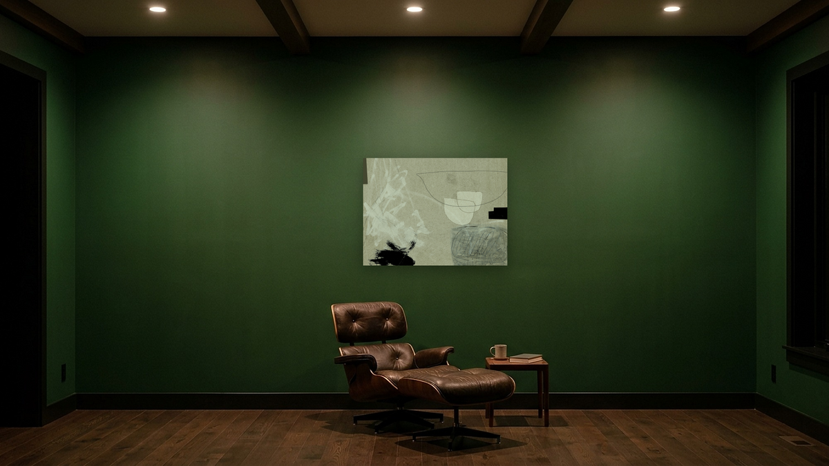 Being by Dan Hobday, shown at 30 × 40 in (76.2 × 101.6 cm) as gallery-wrapped canvas, den