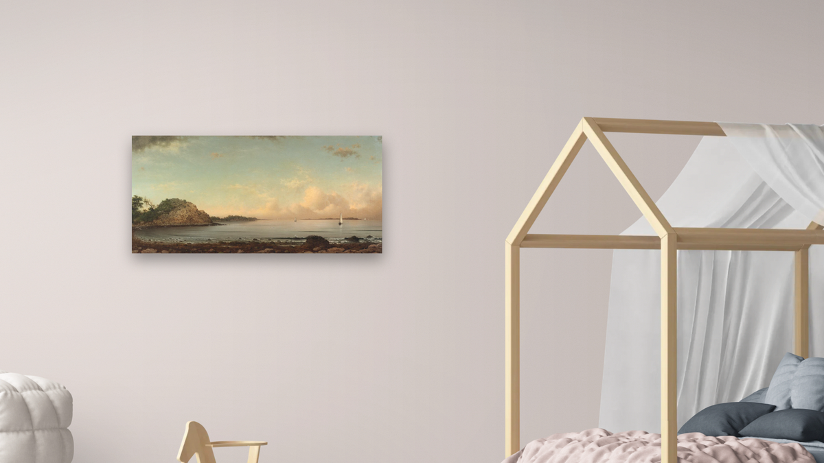 Singing Beach, Manchester by Martin Johnson Heade, shown at 20 × 40 in (50.8 × 101.6 cm) as gallery-wrapped canvas, bedroom