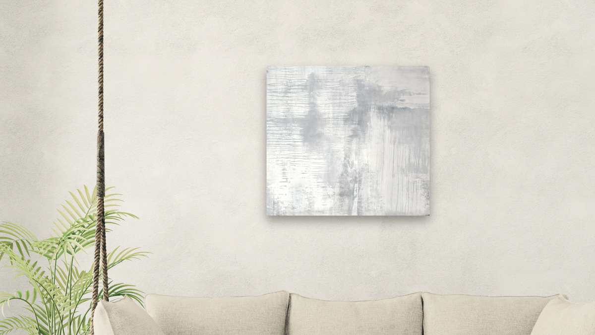 No. 222 by Michelle Oppenheimer, shown at 32 × 32 in (81.3 × 81.3 cm) as gallery-wrapped canvas, living