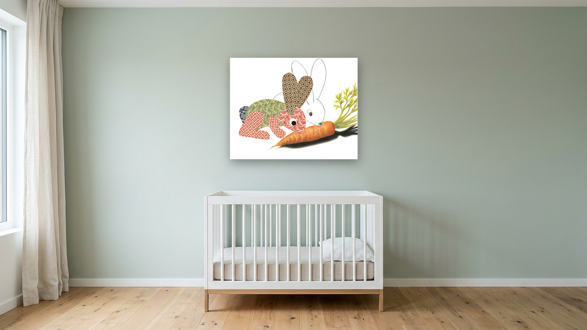 Let's Make Rabbits XIV by Leo Lionni, shown at 32 × 40 in (81.3 × 101.6 cm) as gallery-wrapped canvas, nursery