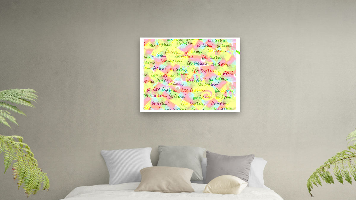 A Color of His Own by Leo Lionni, shown at 32 × 40 in (81.3 × 101.6 cm) as gallery-wrapped canvas, bedroom