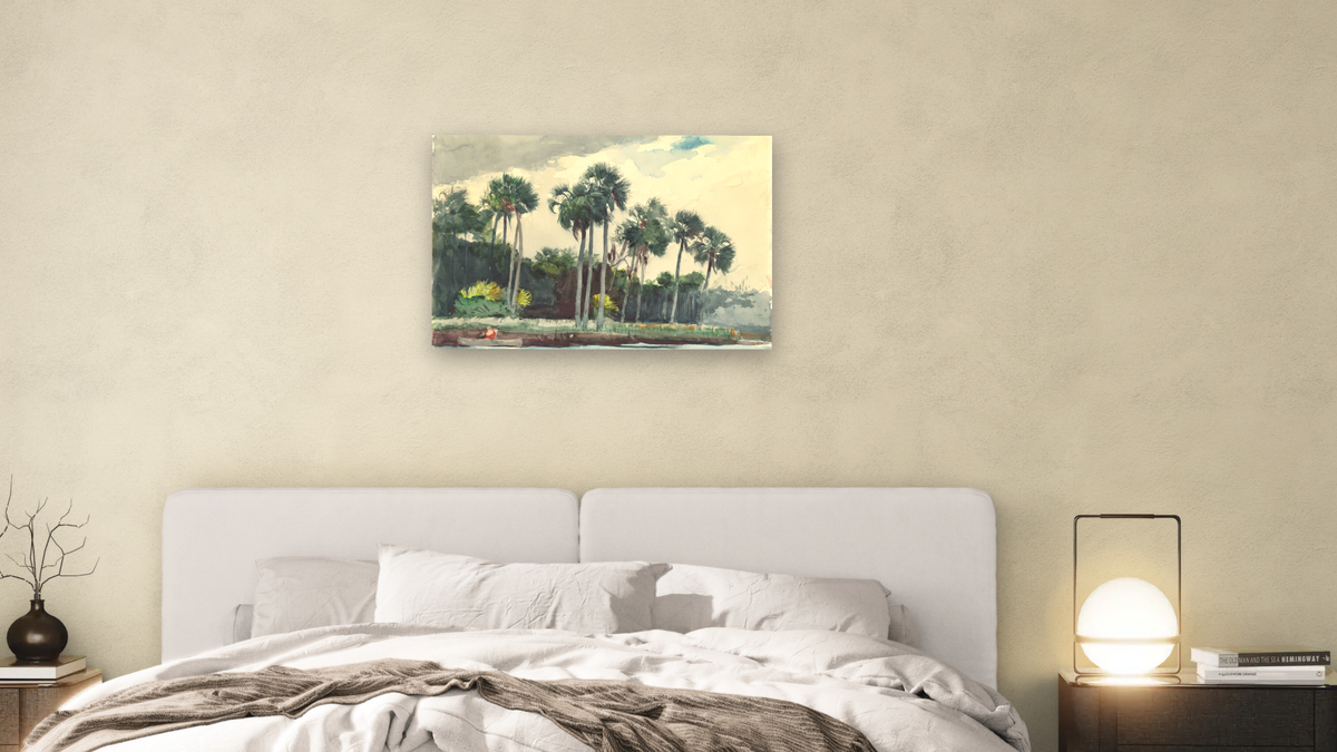 Red Shirt, Homosassa, Florida by Winslow Homer, shown at 28 × 42 in (71.1 × 106.7 cm) as gallery-wrapped canvas, bedroom