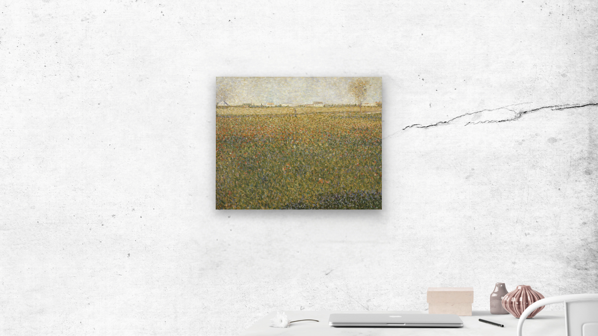 La Luzerne, Saint-Denis by Georges Seurat, shown at 32 × 40 in (81.3 × 101.6 cm) as gallery-wrapped canvas, office