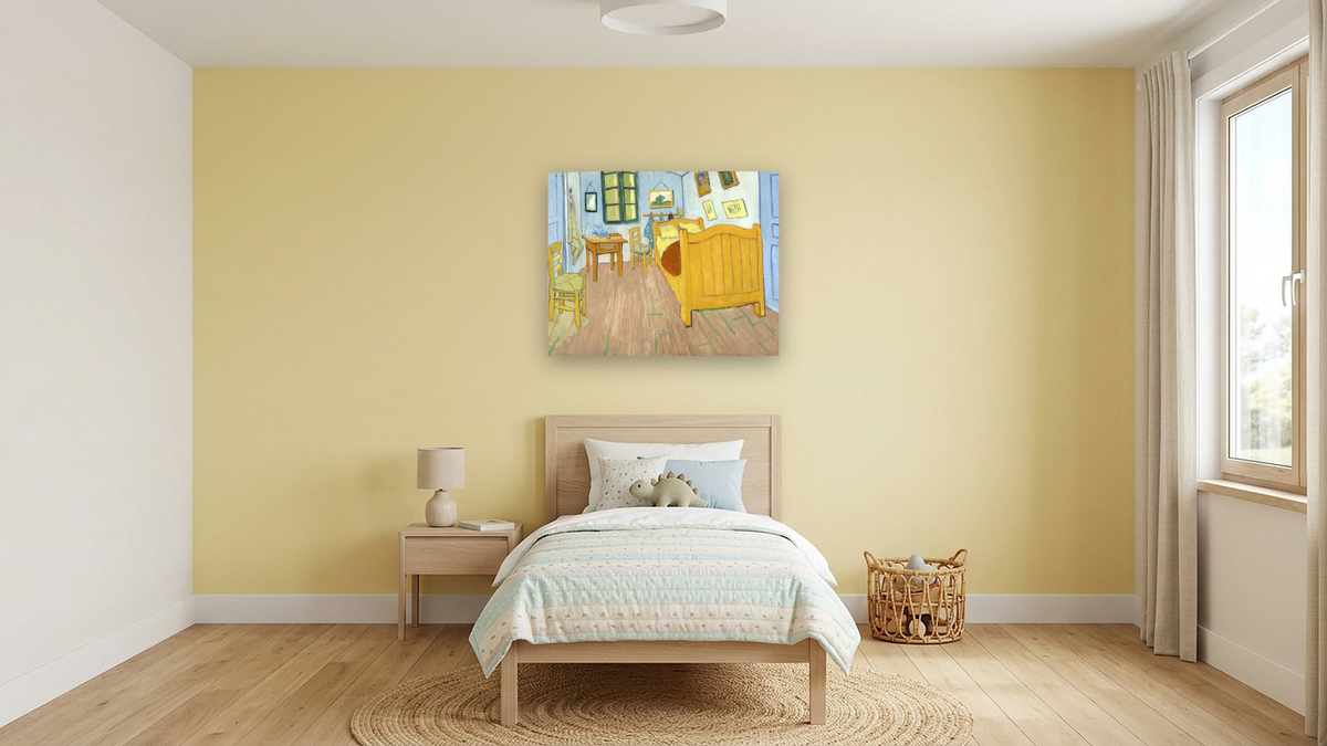 The Bedroom by Vincent van Gogh, shown at 32 × 40 in (81.3 × 101.6 cm) as gallery-wrapped canvas, kids' room