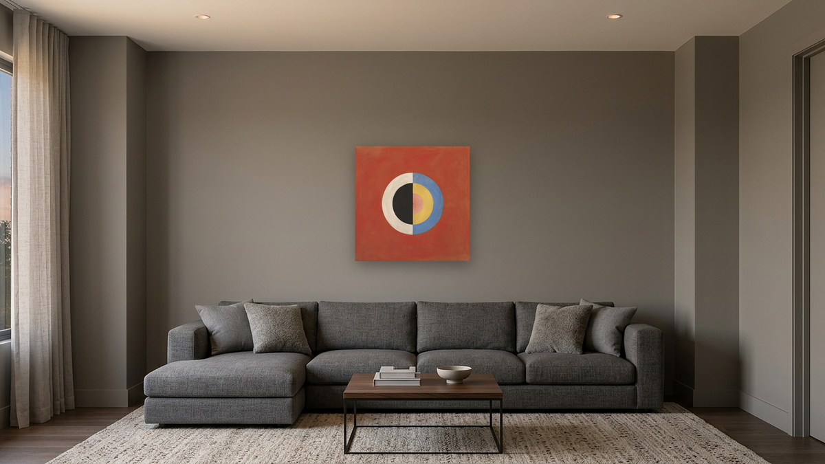 Group IX/SUW, The Swan, No 17 by Hilma af Klint, shown at 32 × 32 in (81.3 × 81.3 cm) as gallery-wrapped canvas, media room