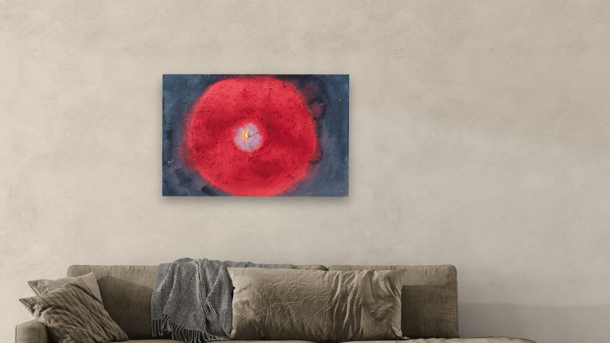 On the Viewing of Flowers and Trees – The Birch by Hilma af Klint, shown at 28 × 42 in (71.1 × 106.7 cm) as gallery-wrapped canvas, living