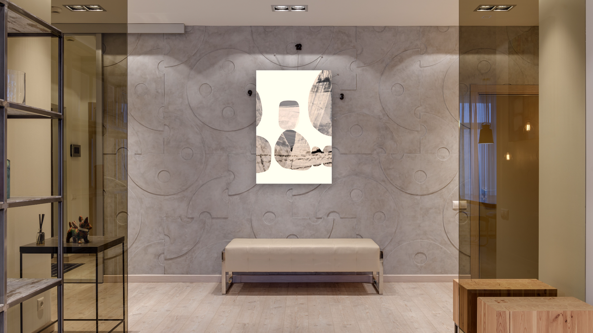 Resin by Dan Hobday, shown at 28 × 42 in (71.1 × 106.7 cm) as gallery-wrapped canvas, hallway
