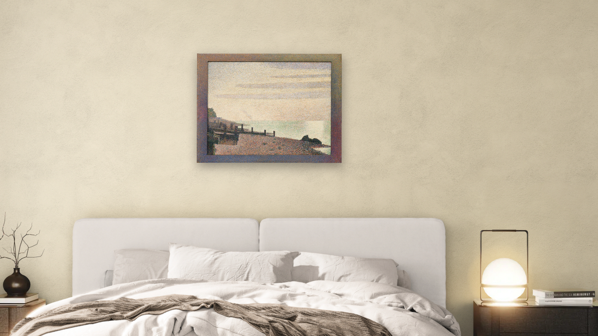 Evening, Honfleur by Georges Seurat, shown at 32 × 40 in (81.3 × 101.6 cm) as gallery-wrapped canvas, bedroom