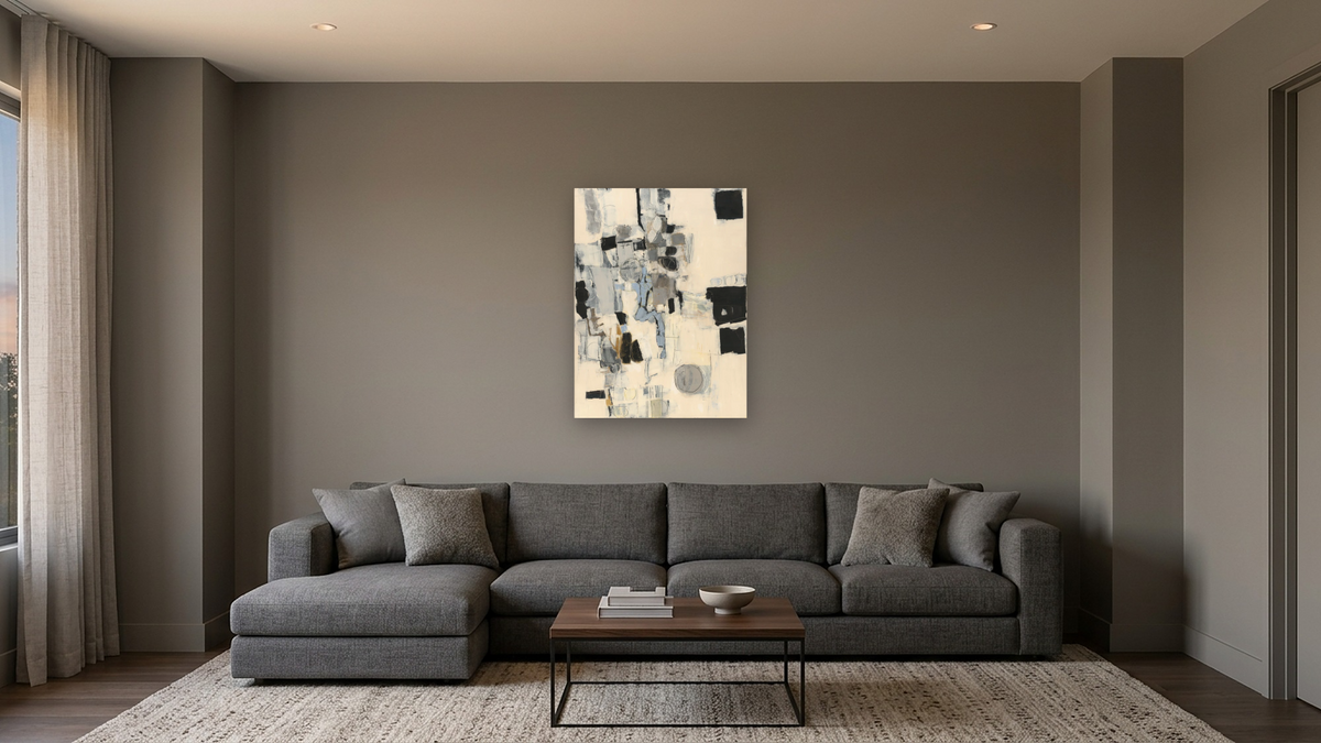 Snow Day in Chapel Hill by Louise Gaskill, shown at 30 × 40 in (76.2 × 101.6 cm) as gallery-wrapped canvas, media room