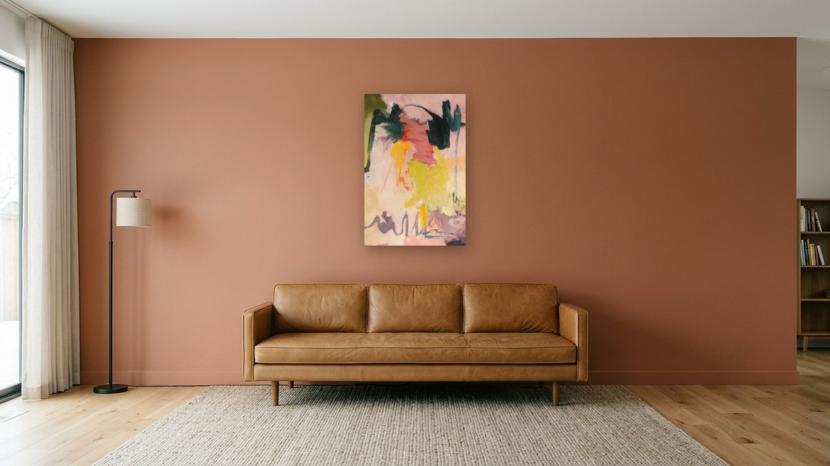 A Fleeting Moment by Katherine Bello, shown at 28 × 42 in (71.1 × 106.7 cm) as gallery-wrapped canvas, media room