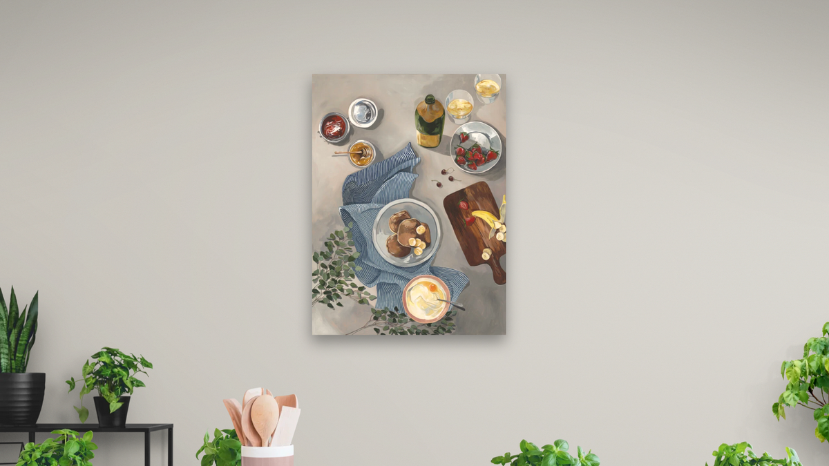 Breakfast of Champions by Catherine Gerke, shown at 30 × 40 in (76.2 × 101.6 cm) as gallery-wrapped canvas, dining