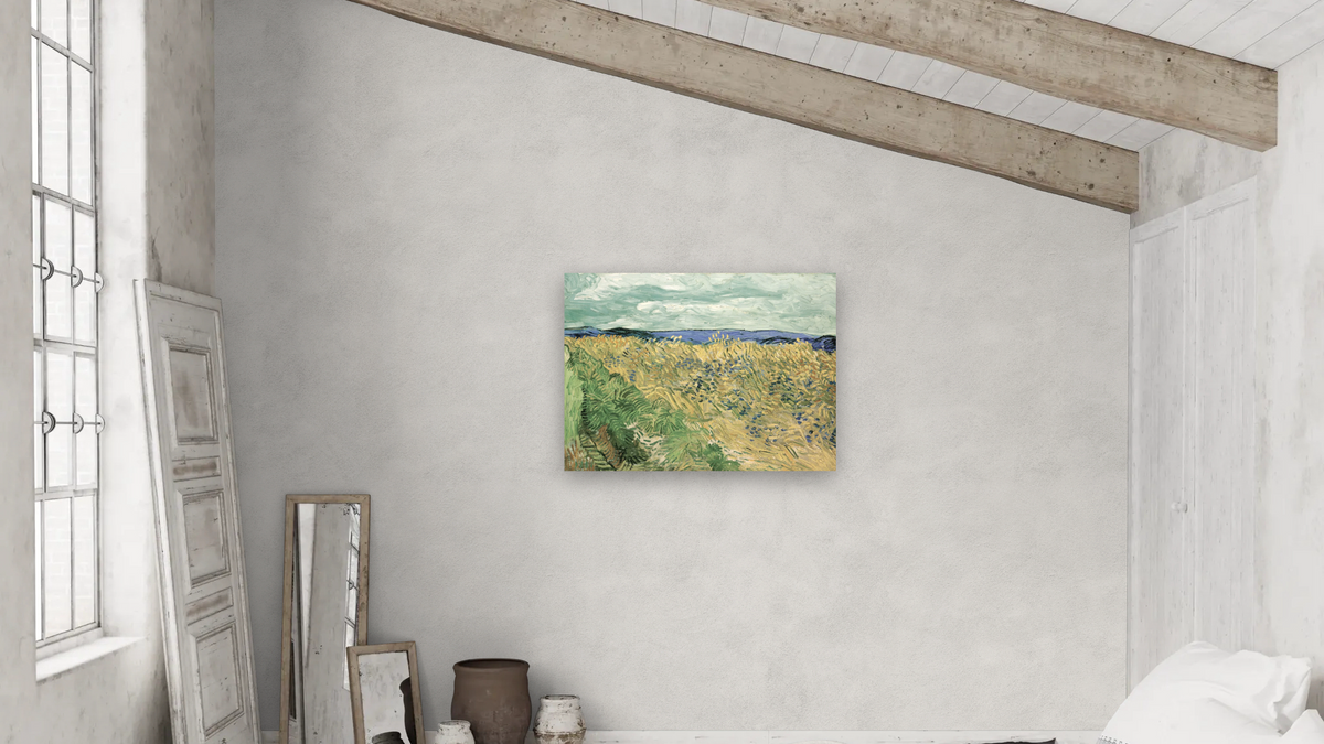 Wheatfield With Cornflowers by Vincent van Gogh, shown at 30 × 40 in (76.2 × 101.6 cm) as gallery-wrapped canvas, bedroom
