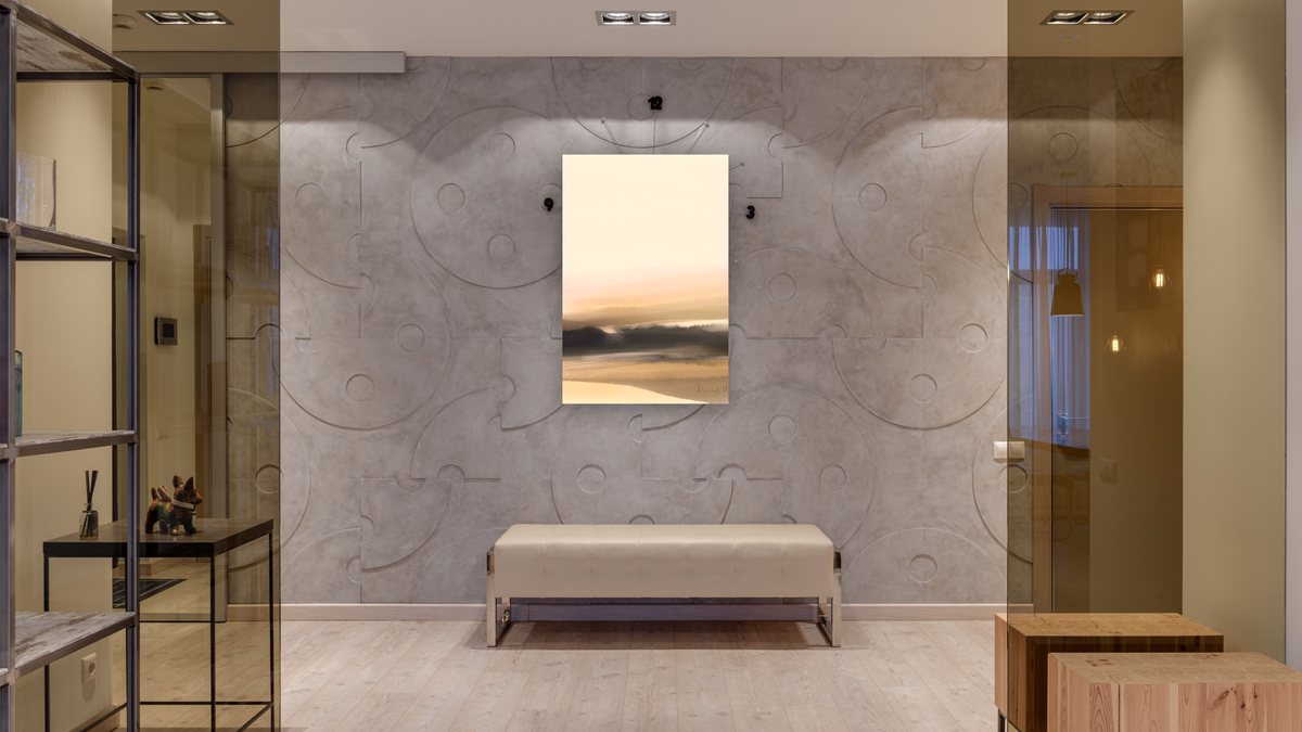 Forest View 2 by Dan Hobday, shown at 28 × 42 in (71.1 × 106.7 cm) as gallery-wrapped canvas, hallway