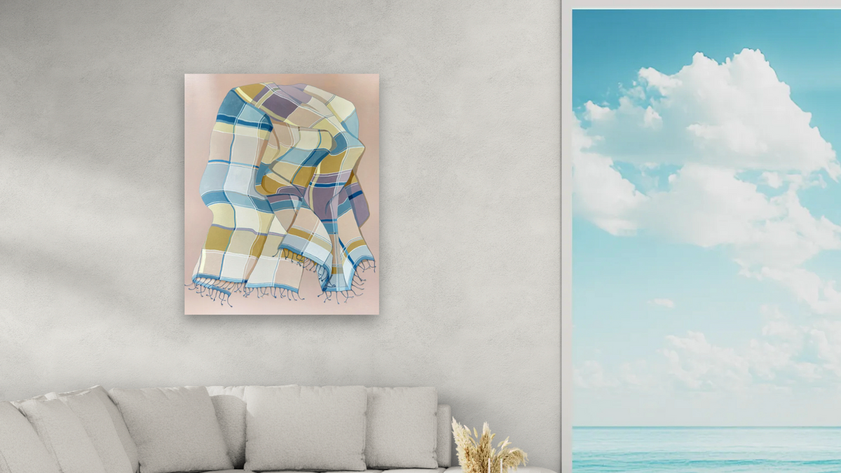 Lets Wrap This Up, shown at 32 × 40 in (81.3 × 101.6 cm) as gallery-wrapped canvas, living