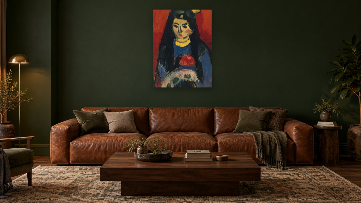 Red Blossom by Alexei Jawlensky, shown at 30 × 40 in (76.2 × 101.6 cm) as gallery-wrapped canvas, den