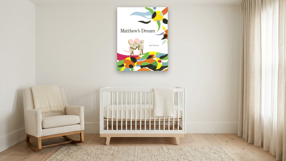 Matthew's Dream XVII by Leo Lionni, shown at 32 × 40 in (81.3 × 101.6 cm) as gallery-wrapped canvas, nursery