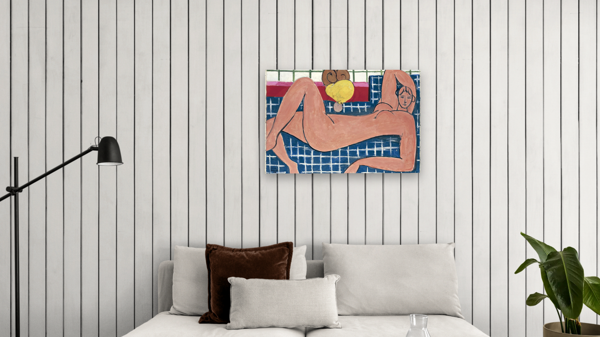 Large Reclining Nude by Henri Matisse, shown at 28 × 42 in (71.1 × 106.7 cm) as gallery-wrapped canvas, living