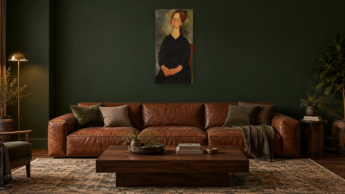 Little Servant Girl by Amedeo Modigliani, shown at 20 × 40 in (50.8 × 101.6 cm) as gallery-wrapped canvas, den