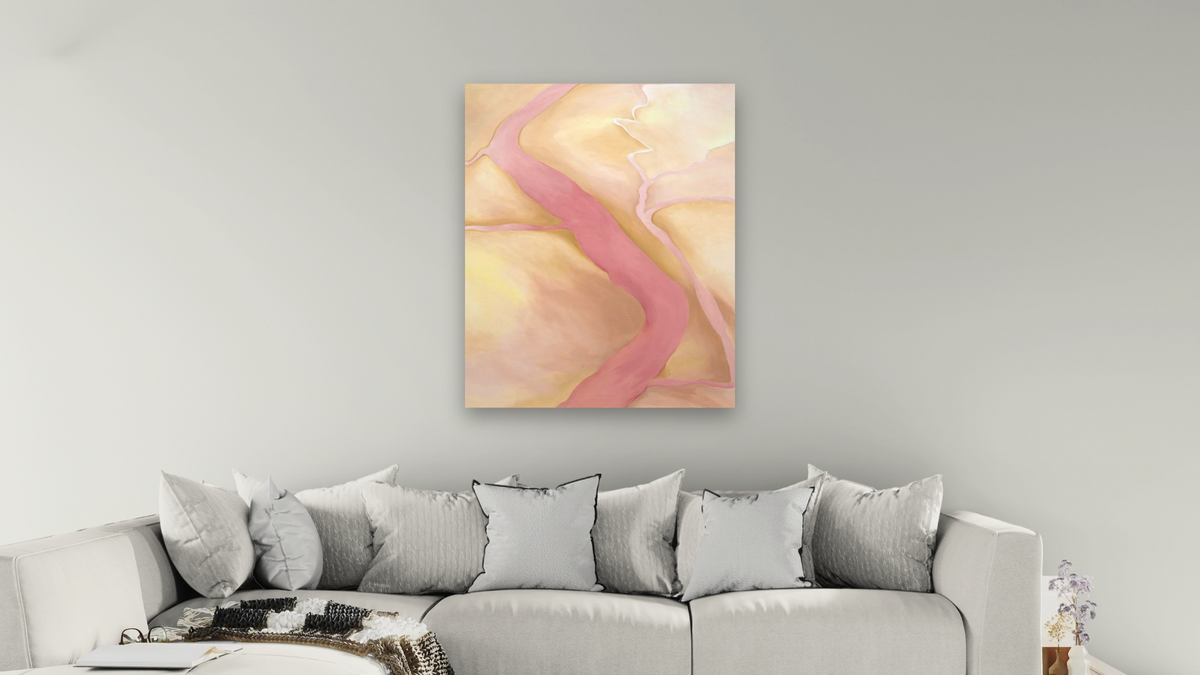 It Was Yellow and Pink II by Georgia O'Keeffe, shown at 32 × 40 in (81.3 × 101.6 cm) as gallery-wrapped canvas, living