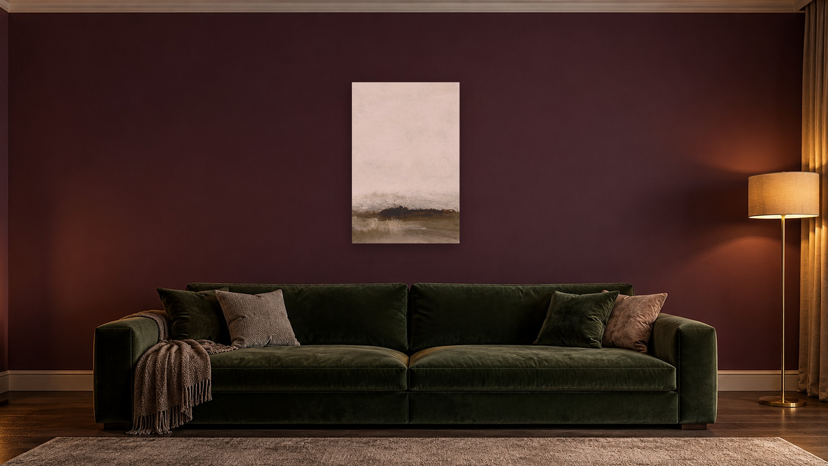 Away From Hear 2 by Dan Hobday, shown at 28 × 42 in (71.1 × 106.7 cm) as gallery-wrapped canvas, den
