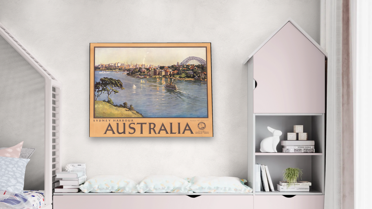 BPL Travel Posters - Landscape by R.Mac Holbert, shown at 32 × 40 in (81.3 × 101.6 cm) as gallery-wrapped canvas, bedroom