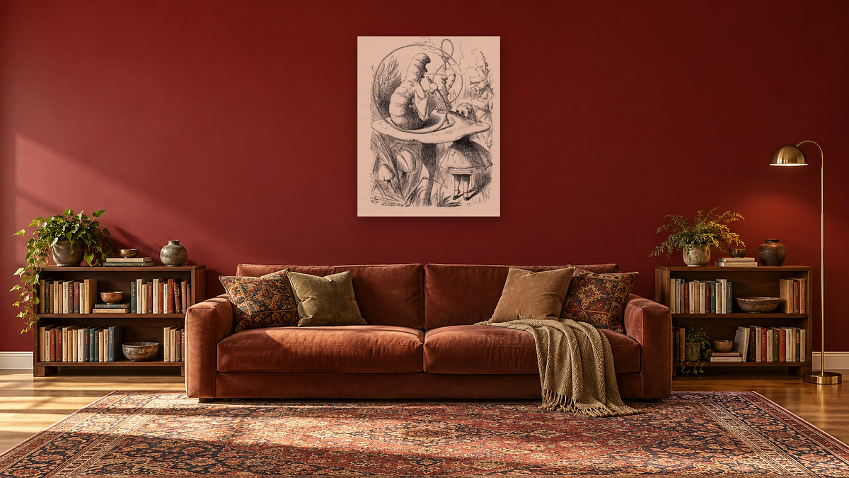 Advice from a Caterpillar, from 'Alice's Adventures in Wonderland' by Lewis Carroll by John Tenniel, shown at 32 × 40 in (81.3 × 101.6 cm) as gallery-wrapped canvas, library