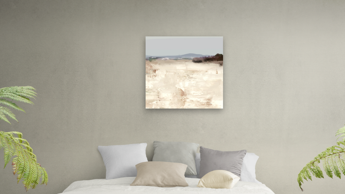 Cali by Dan Hobday, shown at 32 × 32 in (81.3 × 81.3 cm) as gallery-wrapped canvas, bedroom
