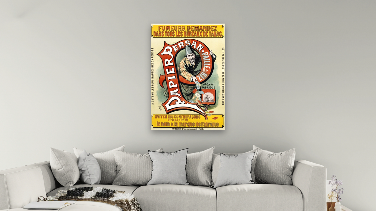 Papier Persan Poster, shown at 28 × 42 in (71.1 × 106.7 cm) as gallery-wrapped canvas, living